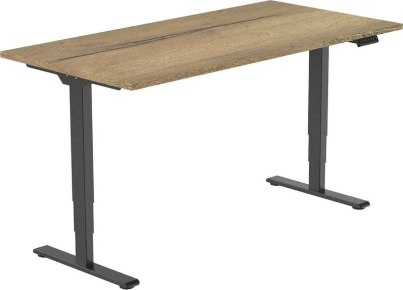 euroseats Economy Sit Stand Desk Rectangular Oak T-Foot 1,600 (W) x 800 (D) x 1,275 (H) mm Metal