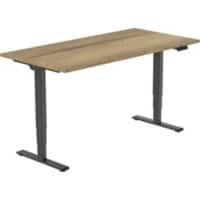 euroseats Height Adjustable Sit Stand Desk Rectangular Oak Metal, Plastic Black T-Foot 1,600 x 800 mm