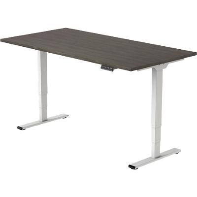 euroseats Height Adjustable Sit Stand Desk Rectangular Oak Metal, Plastic White T-Foot 1,400 x 800 mm