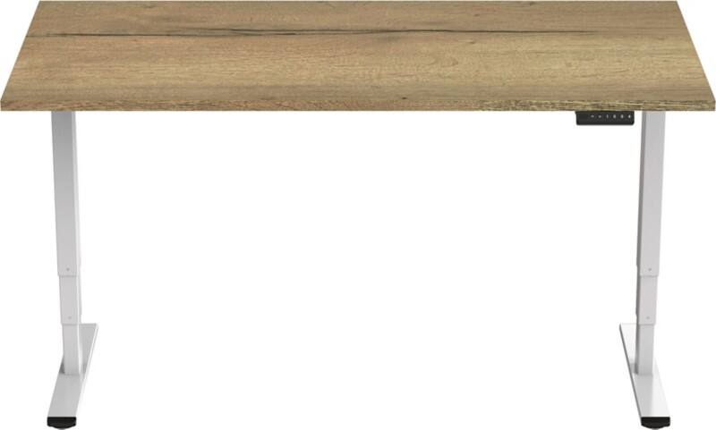 euroseats Economy Sit Stand Desk Rectangular Oak T-Foot 1,400 (W) x 800 (D) x 1,275 (H) mm Metal