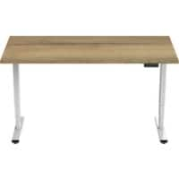 euroseats Height Adjustable Sit Stand Desk Rectangular Oak Metal, Plastic White T-Foot 1,400 x 800 mm