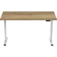 euroseats Sit Stand Desk White, Oak 1,400 x 800 x 625 - 1,275 mm