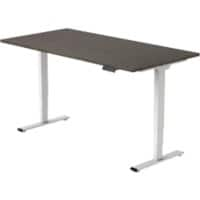 euroseats Height Adjustable Sit Stand Desk Rectangular Oak Metal, Plastic White T-Foot 1,600 x 800 mm