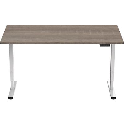 euroseats Height Adjustable Sit Stand Desk Rectangular Oak Metal, Plastic White T-Foot 1,600 x 800 mm
