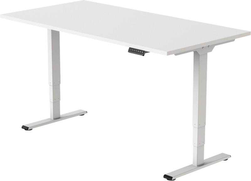 euroseats Economy Sit Stand Desk Rectangular White T-Foot 1,600 (W) x 800 (D) x 1,275 (H) mm Metal