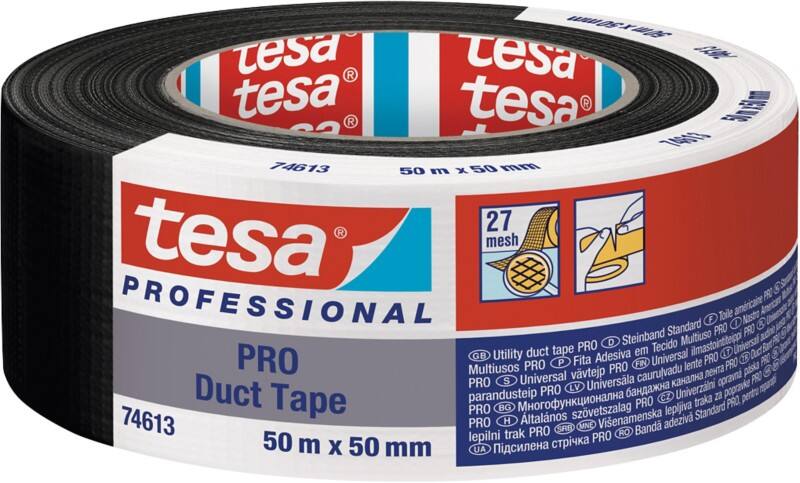 tesa Duct Tape Professional Black 50 mm (W) x 50 m (L) Polyethylene