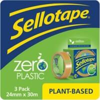 Sellotape Tape Transparent 980 mm (W) x 0.76 m (L) 76.2 mm Cellulose Film Pack of 3 