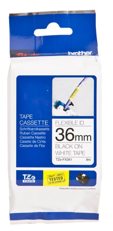 Brother TZe-FX261 36mm Black on White Flexible-ID Labelling Tape Cassette