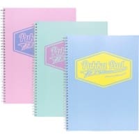 Pukka Notepad Pastel A4 Ruled Spiral Assorted Perforated 200 Pages Pack of 3 of 100 Sheets