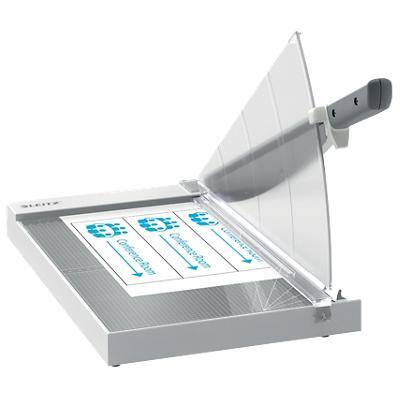 Leitz Precision Office Guillotine Paper Cutter 9021 A4+ 381 mm Steel Blade Premium Glass Bed EdgeGlow Light Grey 15 Sheets