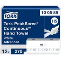 Tork Peakserve Hand Towels H5 White 1 Ply 100589 270 Sheets Pack of 12