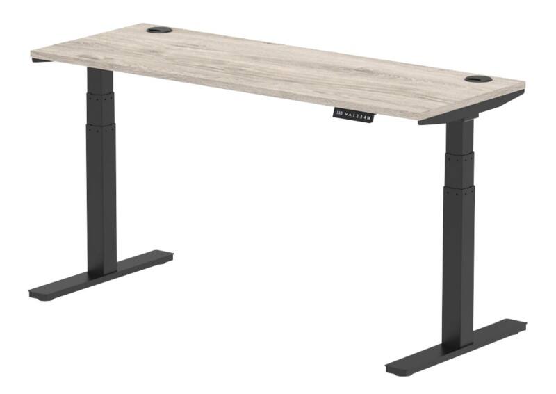 dynamic Air Sit Stand Desk Rectangular Grey Oak T-Foot 2 Drawers 1,600 (W) x 600 (D) x 665 (H) mm MFC (Melamine Faced Chipboard)