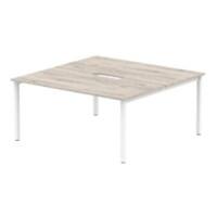 dynamic Evolve Plus Back to Back Desk Rectangular Grey Oak H-Frame 1,600 (W) x 1,600 (D) x 750 (H) mm MFC (Melamine Faced Chipboard)