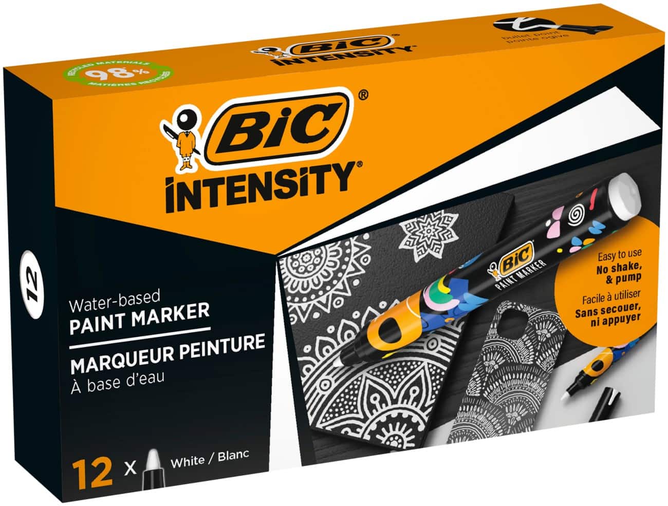 BIC Permanent Paint Marker White Medium Conical 2.3 mm Pack of 12