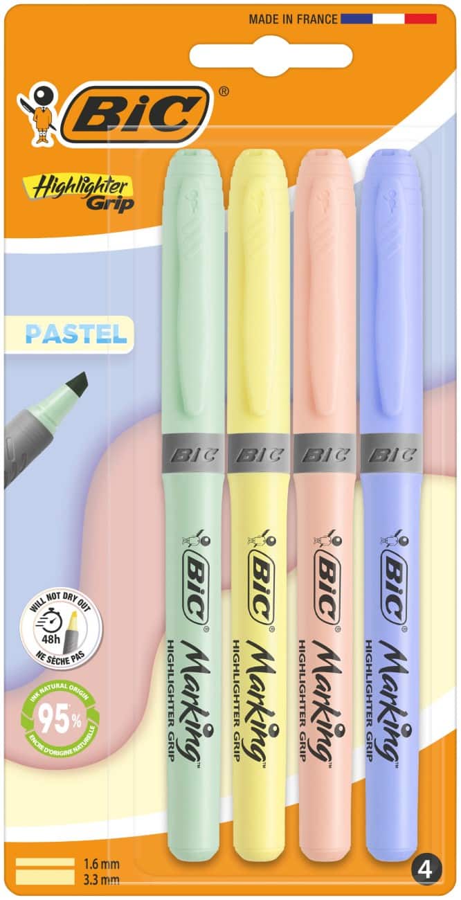 BIC Highlighter Assorted Medium Chisel 1.6 mm Pack of 4