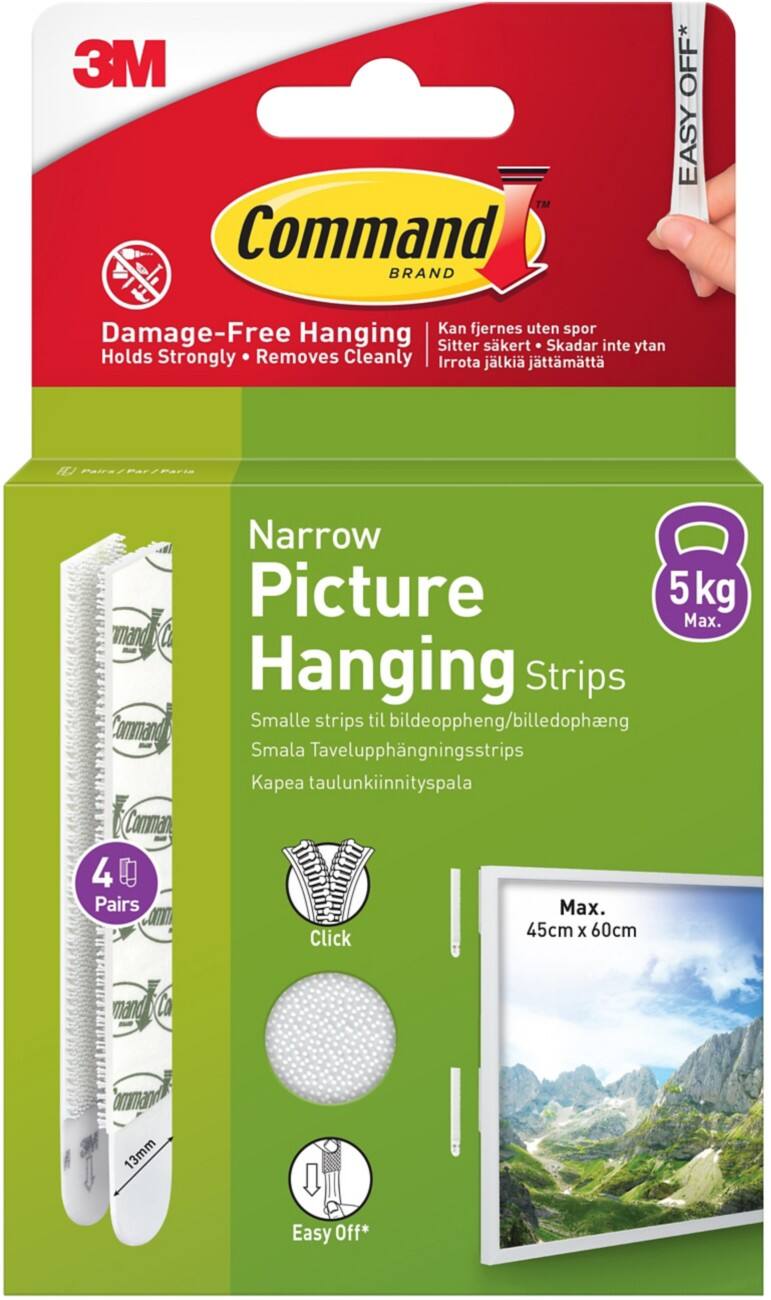 Command Adhesive Strips 1.3 x 9.3 cm White Pack of 4