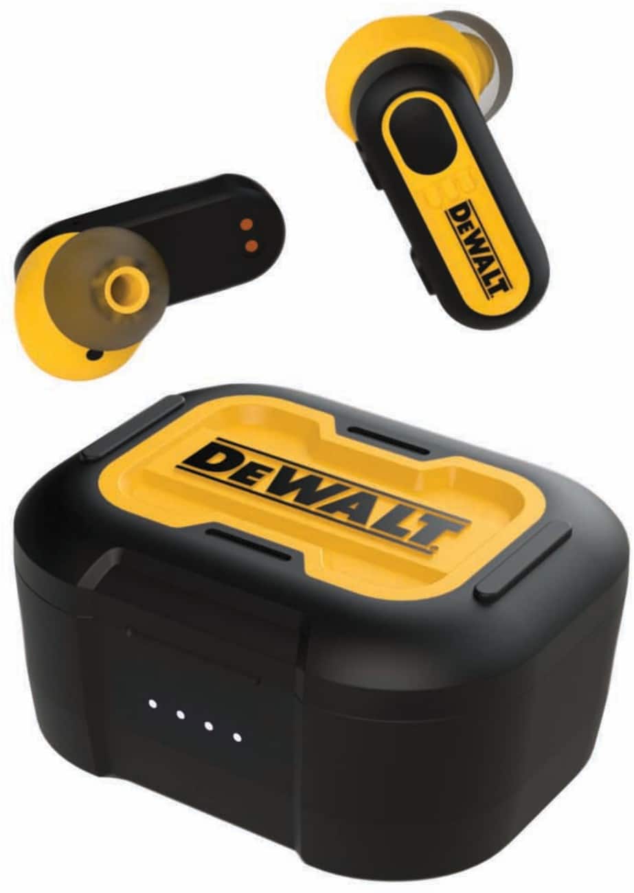 DeWALT 190 2092 DWG Wireless Earbuds with Bluetooth Stereo Black, Yellow