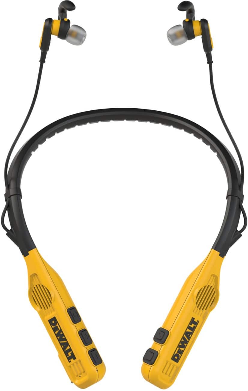 DeWALT 190 2093 DWG Wireless Earphones with Bluetooth and Microphone Stereo Black, Yellow