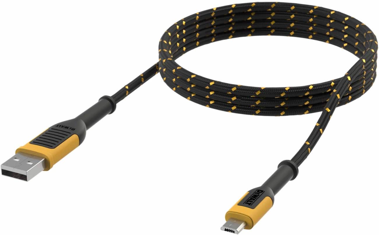 DeWALT Charging Cable USB A Male USB Micro B Male 1.8 m Black, Yellow