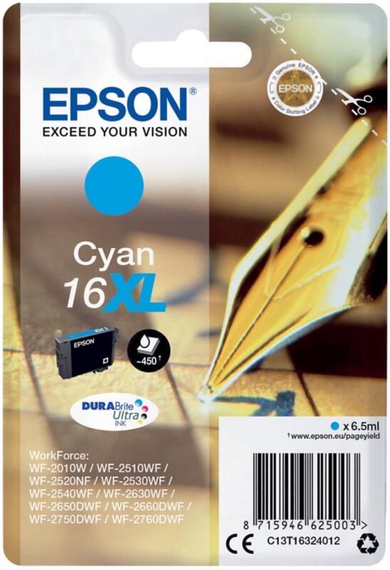 Epson 16XL Original Ink Cartridge C13T16324012 Cyan