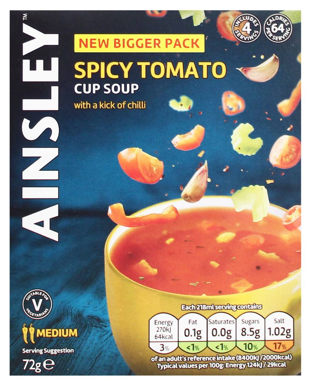 Ainsley Harriott Spicy Szechuan Tomato Instant Soup Pack of 4 of 80g