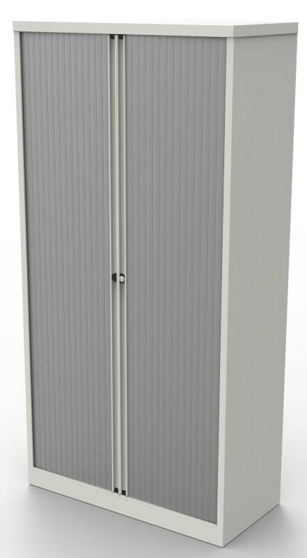 Bisley Tambour Cupboard Steel 4 Shelves Lockable 1,000 x 470 x 1,985 mm White