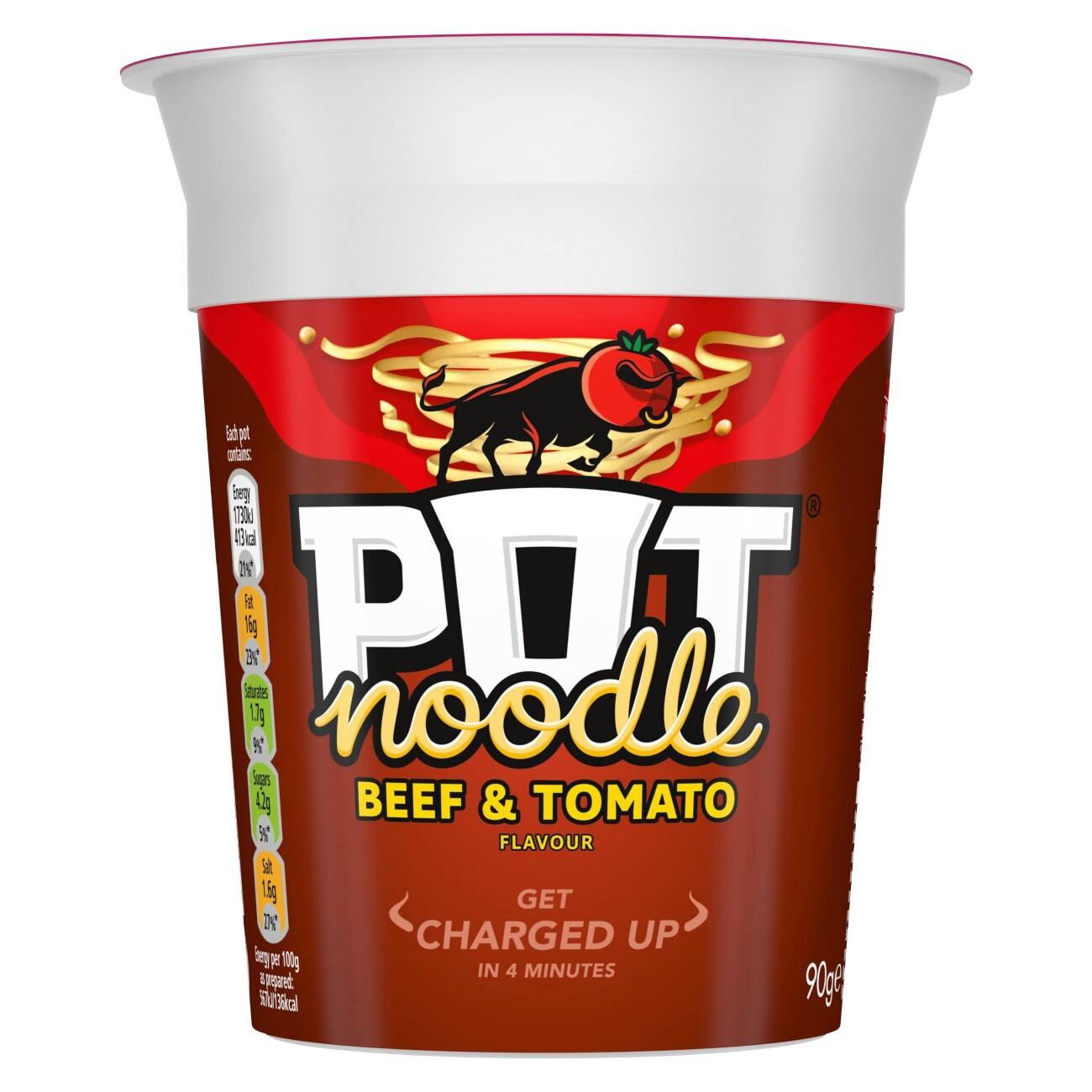 POT NOODLE Beef & Tomato Instant Noodles Pack of 12 of 90 g