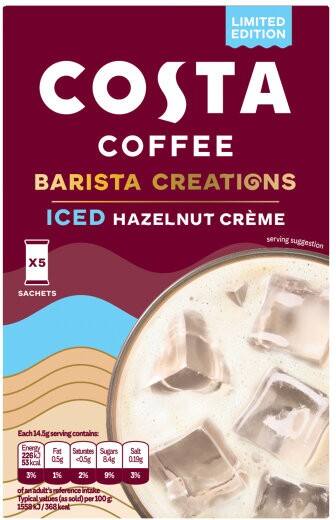 COSTA COFFEE Iced Hazelnut Crème Instant Coffee Sachet Pack of 5 of 14.5 g
