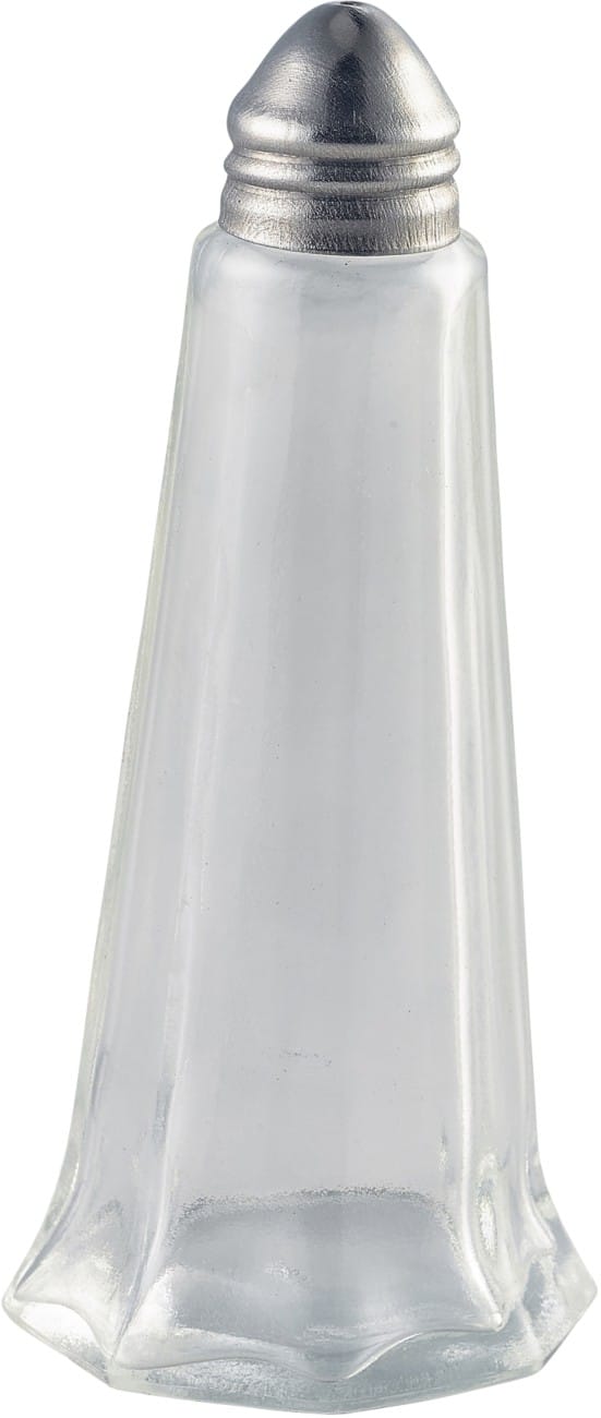 Genware Lighthouse Salt Shaker Glass 3.8 cl Dishwasher Safe Silver Pack of 12