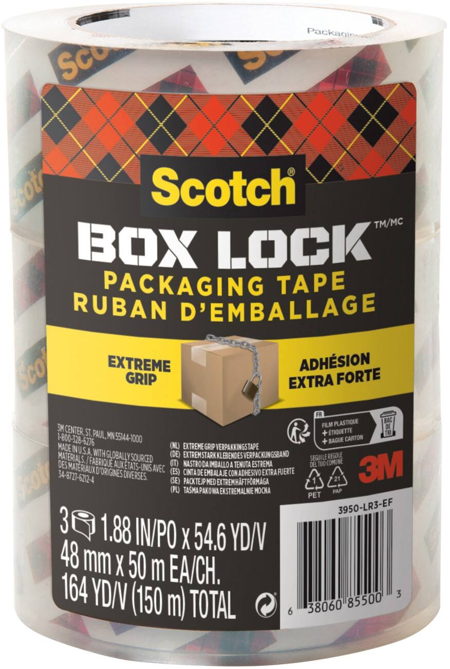 Scotch Packaging Tape Transparent 106 mm (W) x 50 m (L) PP (Polypropylene)Pack of 3