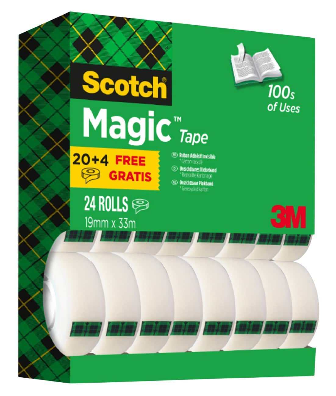 Scotch Office Tape Magic Transparent 66 mm (W) x 33 m (L) Pack of 24