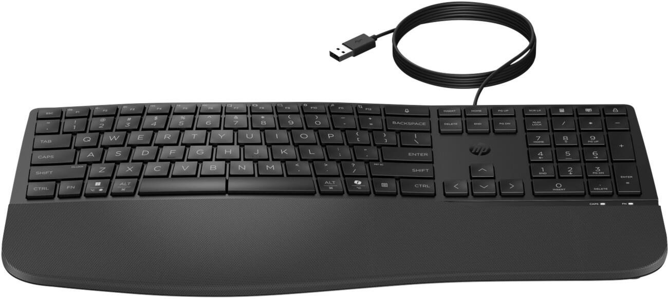 HP 485 Comfort Wired Keyboard with Wrist Rest and 23 Programmable Keys