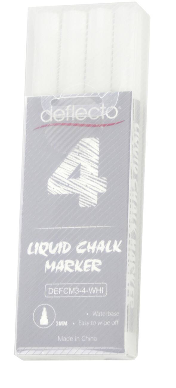 Deflecto Non-permanent Chalk Marker White Fine Chisel 3 mm  4 Pieces