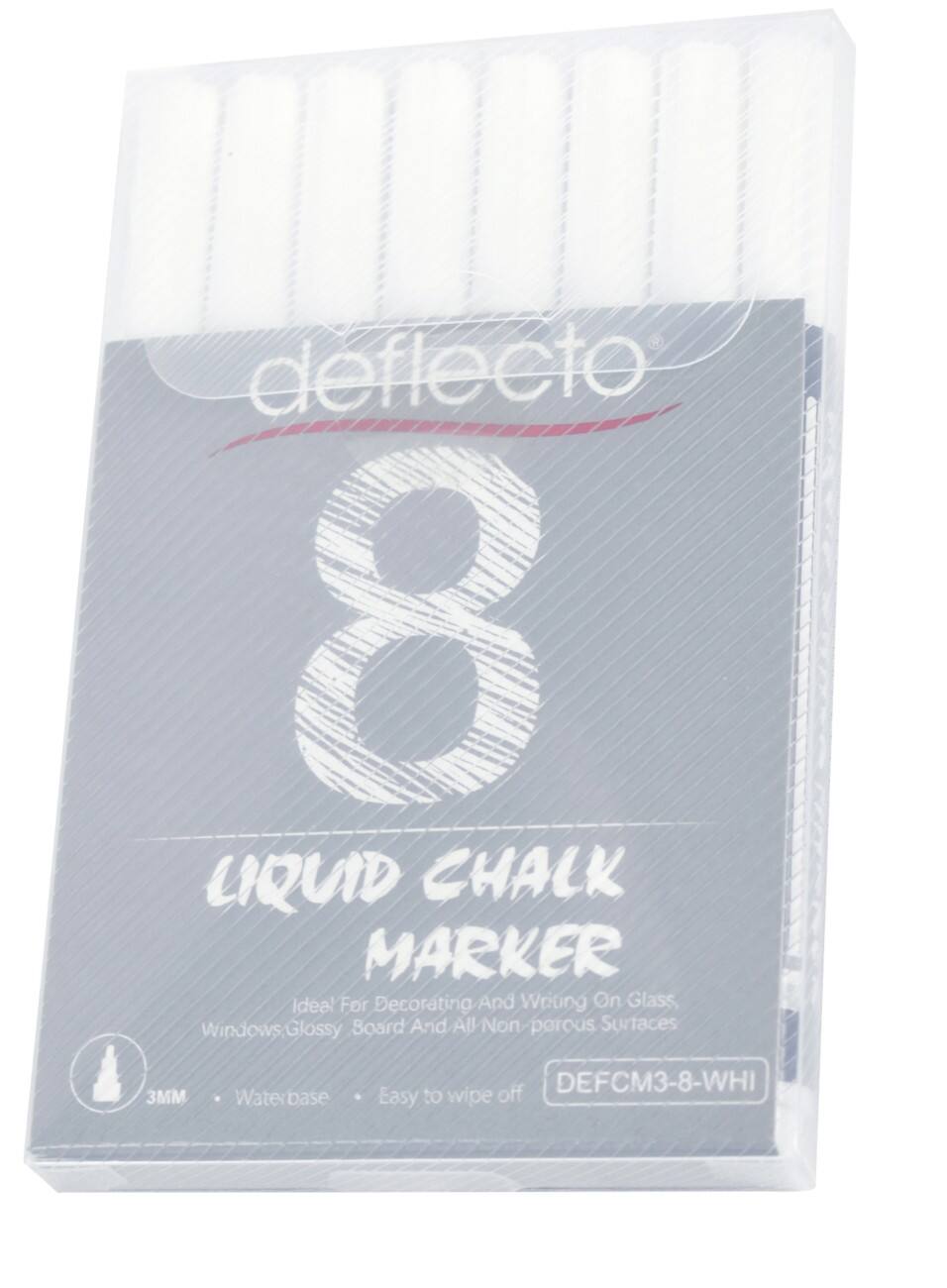 Deflecto Non-permanent Chalk Marker White Fine Chisel 3 mm  8 Pieces