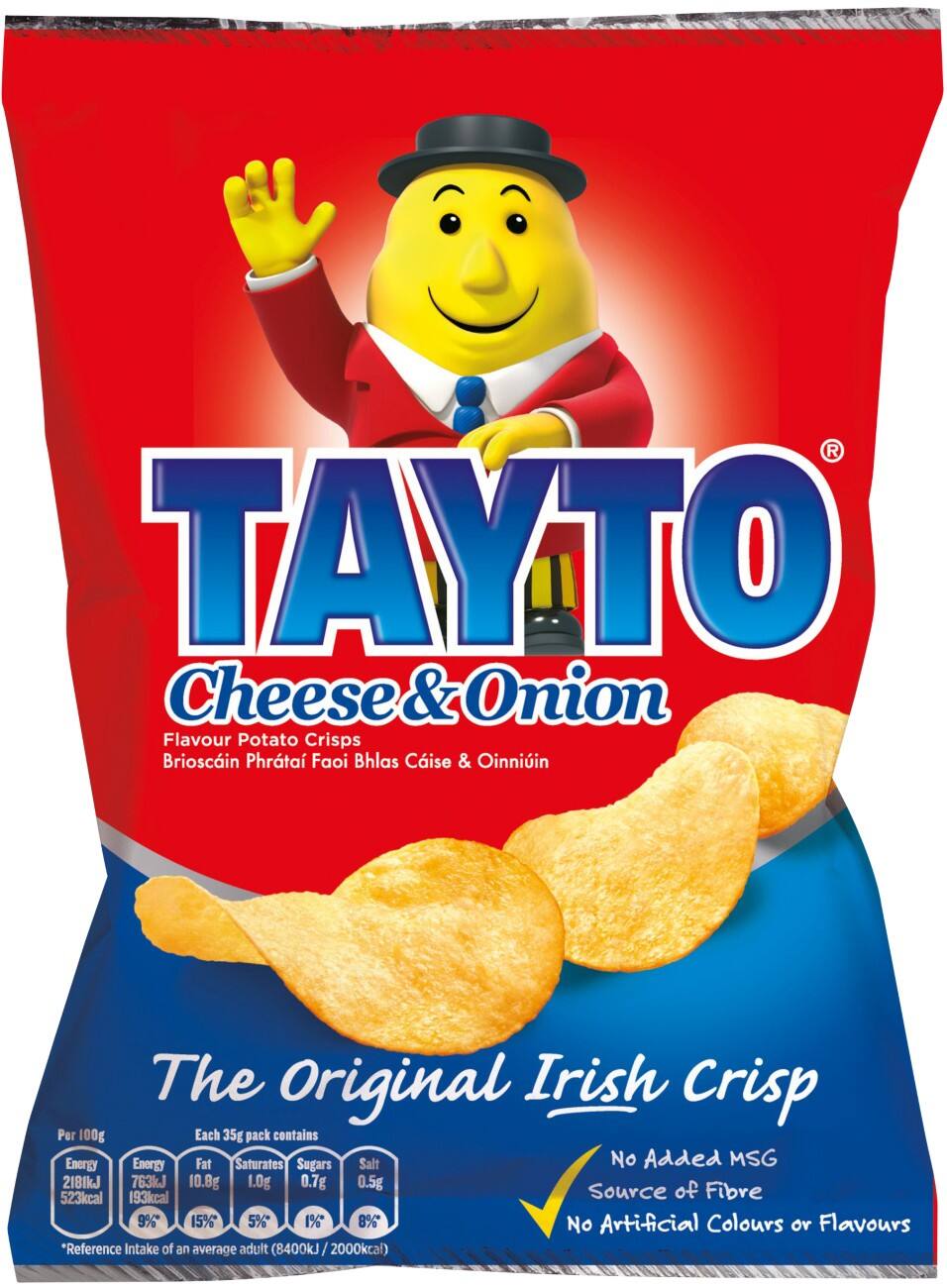 TAYTO Cheese and Onion Crisps Pack of 48 of 35 g
