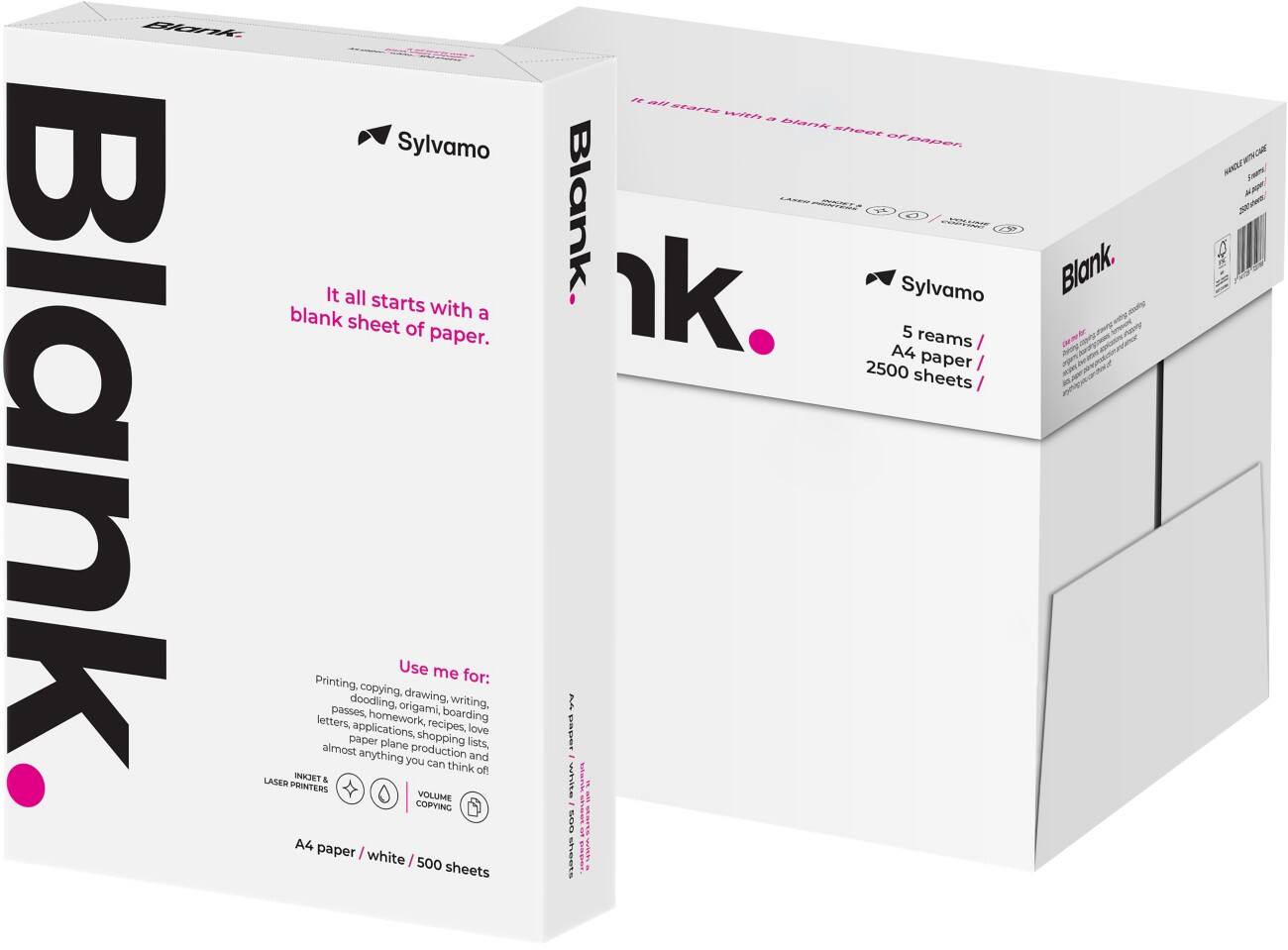 Blank A4 High Quality 70 gsm Printer Paper 500 Sheets Pack of 5