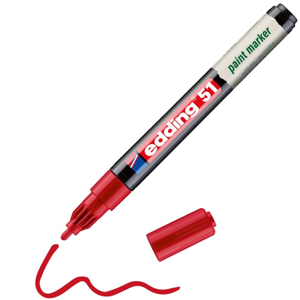 edding Permanent Paint Marker Red Fine Bullet 1 - 2 mm Pack of 10