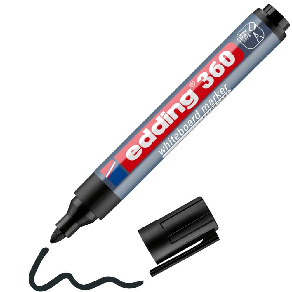 edding Non-permanent Whiteboard Marker Black Medium Bullet 1.5 - 3 mm Pack of 10