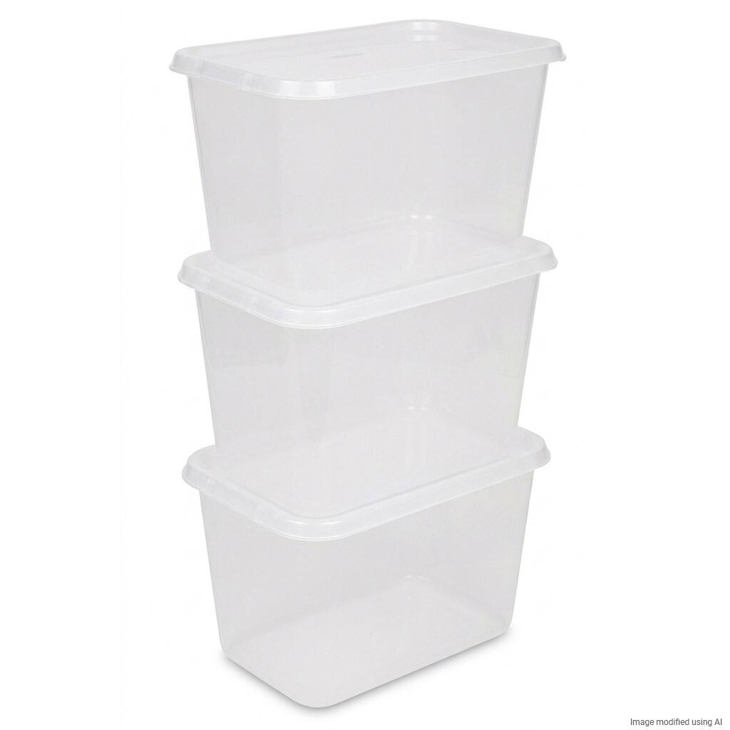 Viking Basic PP (Polypropylene) Storage Box 58 L With Lid Transparent 4 x 5.9 x 3.85 cm Pack of 3