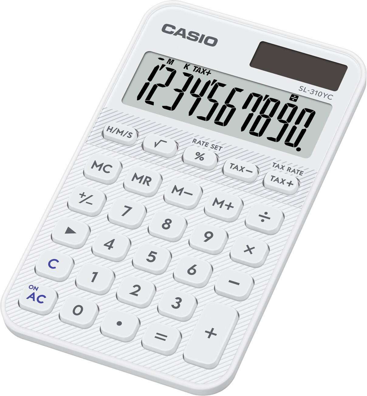 Casio Colorful Pocket Calculator 10 Digit Display White SL-310YC-WE