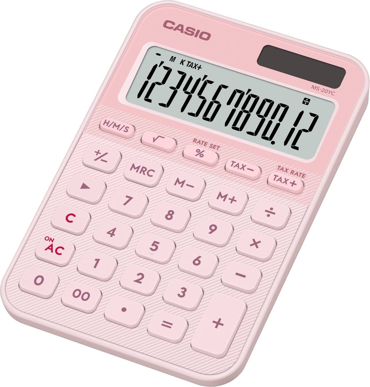 Casio Colorful Desktop Calculator 12 Digit Display Pastel Pink MS-20YC-LP