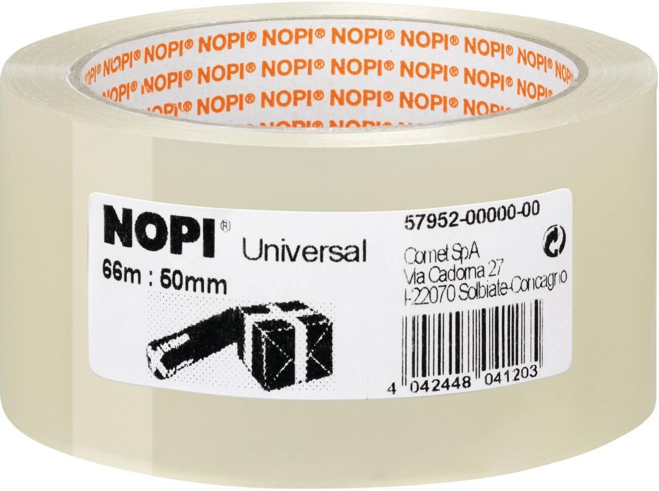 Nopi Adhesive Tape Transparent 50 mm (W) x 66 m (L) Polypropylene Universal