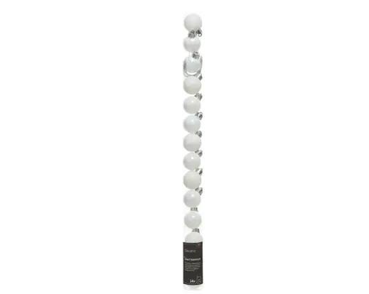 Decoris Christmas Bauble Mini White Shatterproof 3 cm diameter Pack of 14