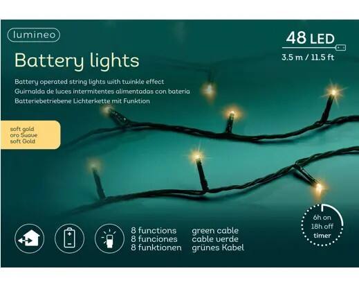LUMINEO Fairy Light Gold Battery 48 LED 3.5M