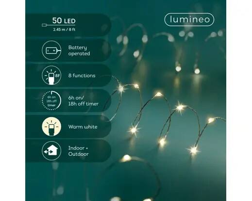 LUMINEO Fairy Light White 50 LED 2.45M