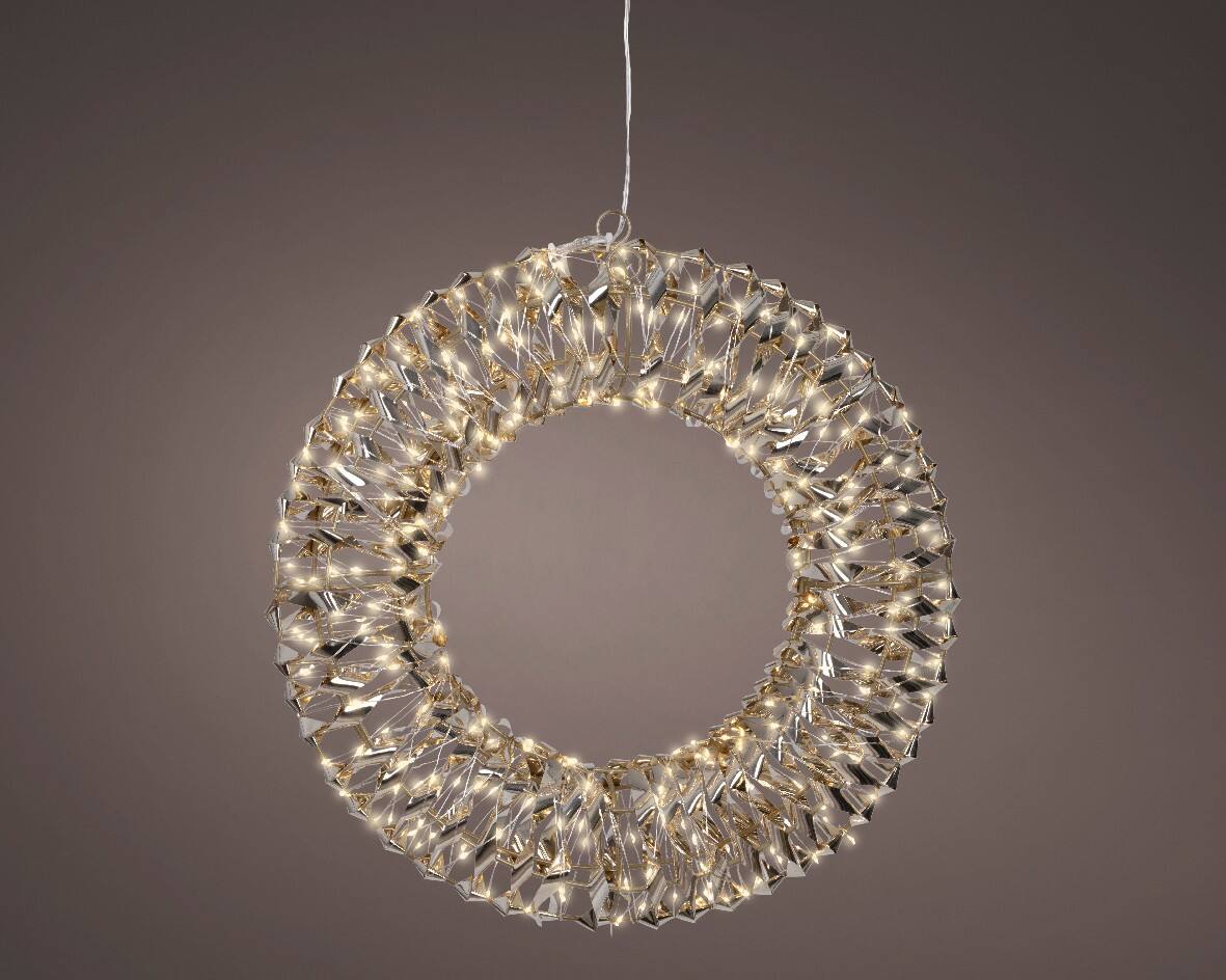 LUMINEO Light-Up Decoration Gold, White Wreath Micro LED
