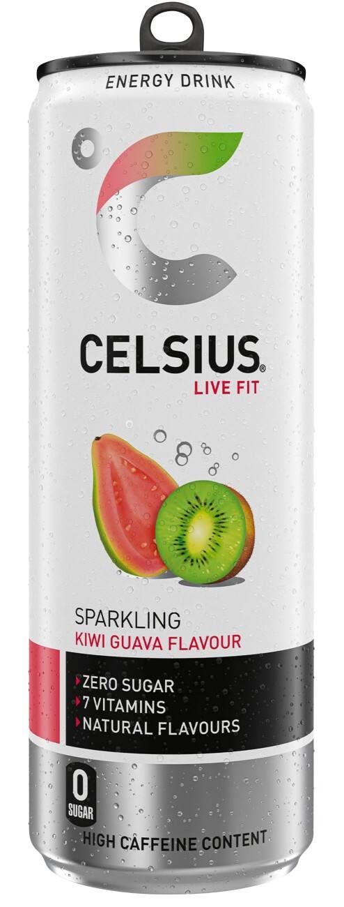 CELSIUS Sparkling Kiwi Guava Zero-Sugar 12 Cans x 0.355 L