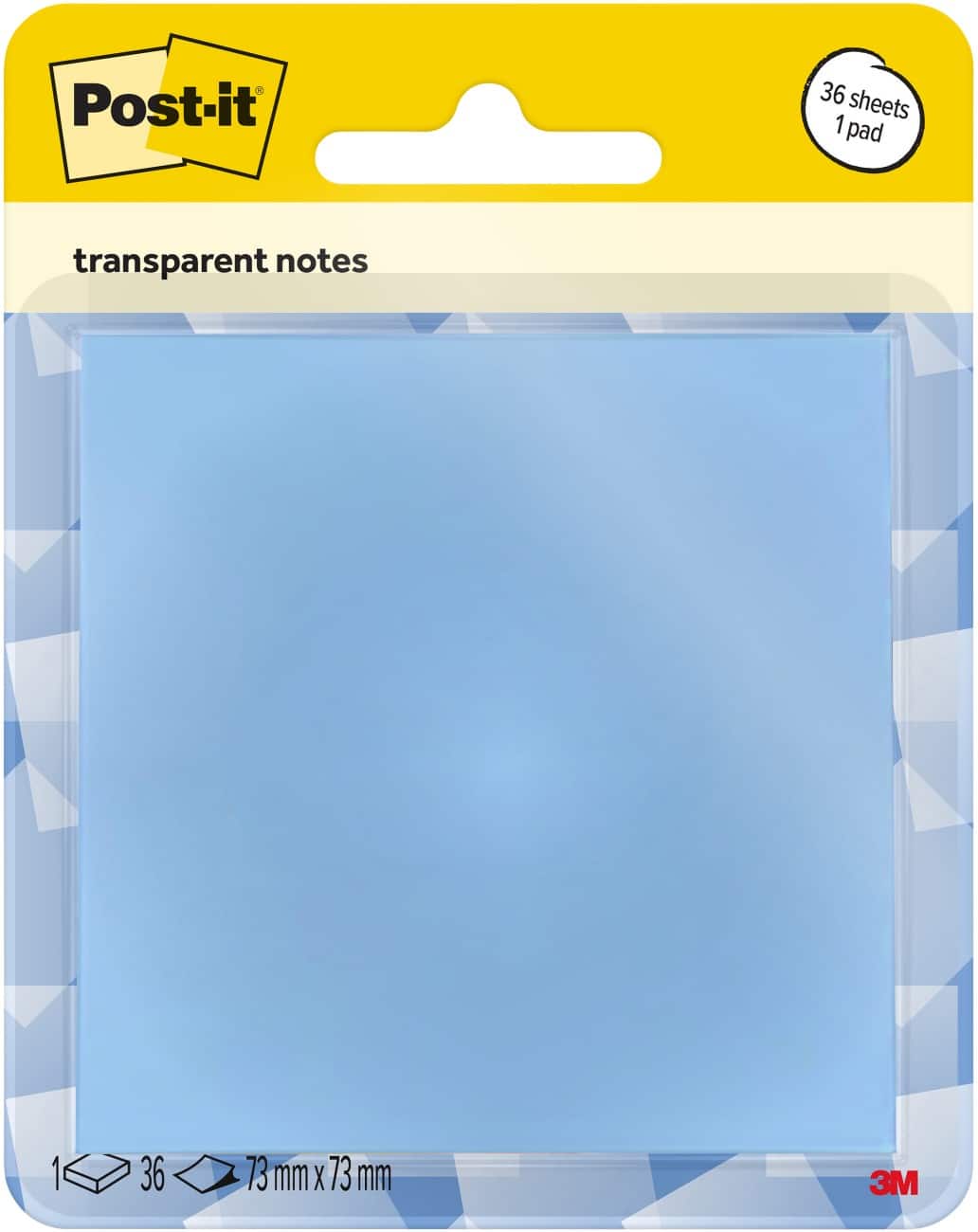 Post-it Sticky Notes Square 73 x 73 mm Transparent Pastel Blue