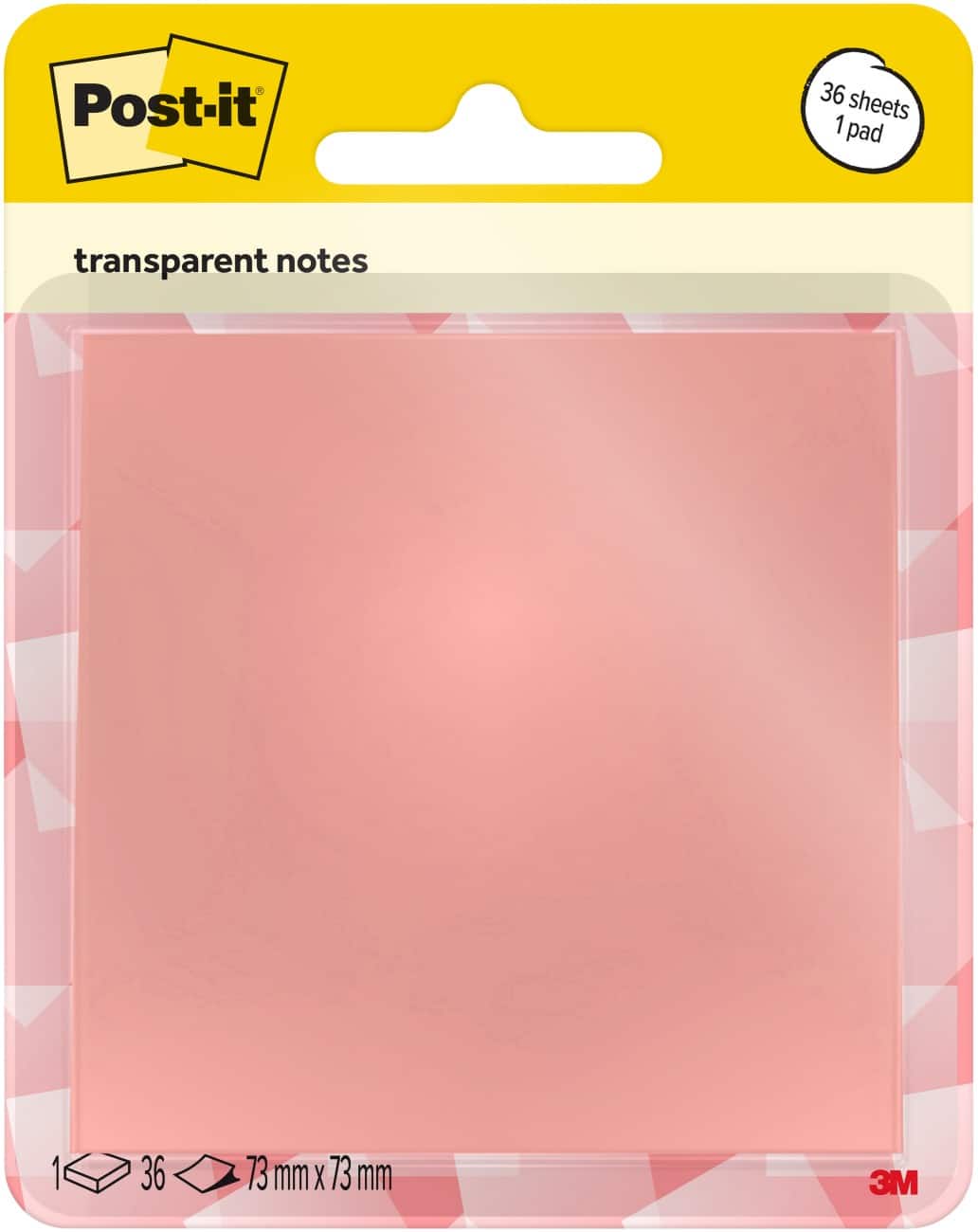 Post-it Sticky Notes Square 73 x 73 mm Transparent Pastel Orange