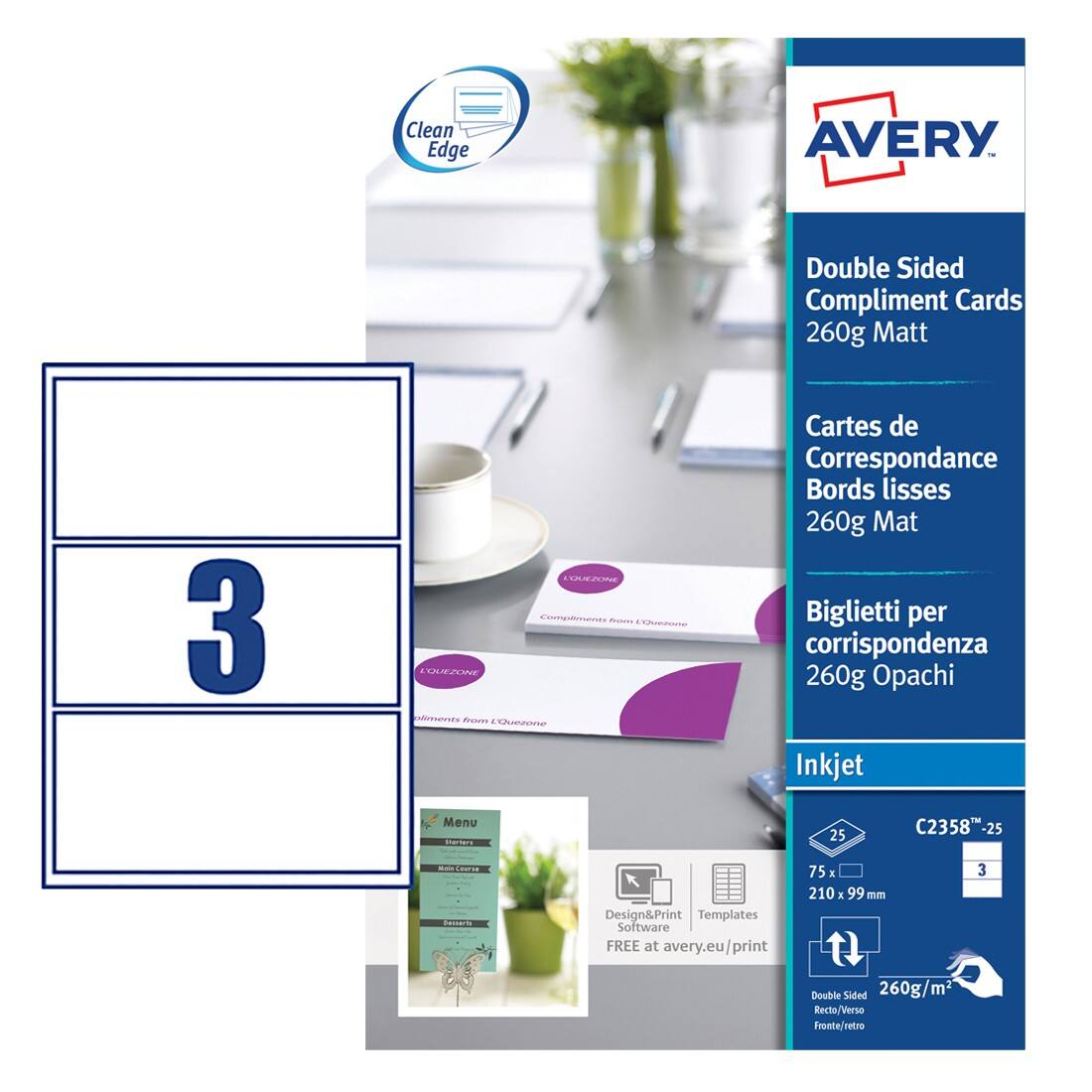 Avery Cards White Pack of 25